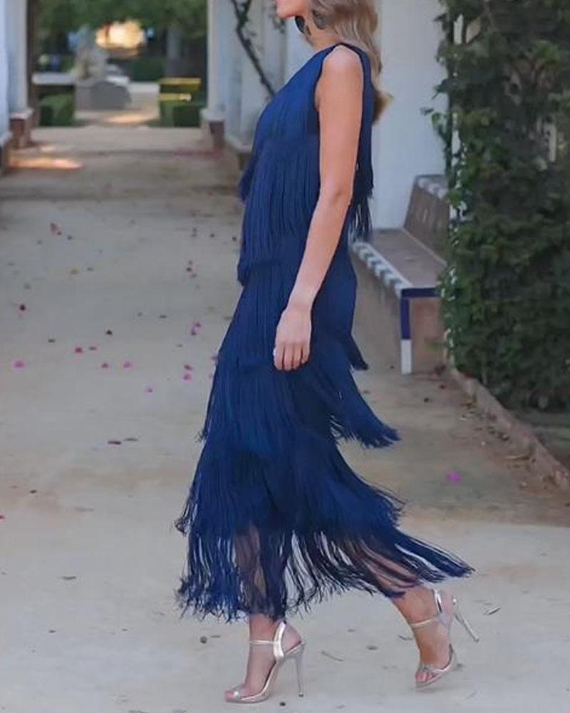 Maren Off-Shoulder Fringe Dress