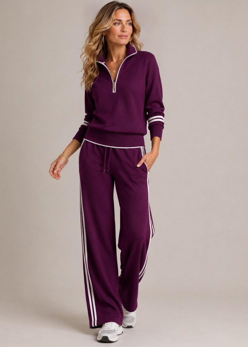 Kate Half-Zip Knit & Wide-Leg Trouser Set