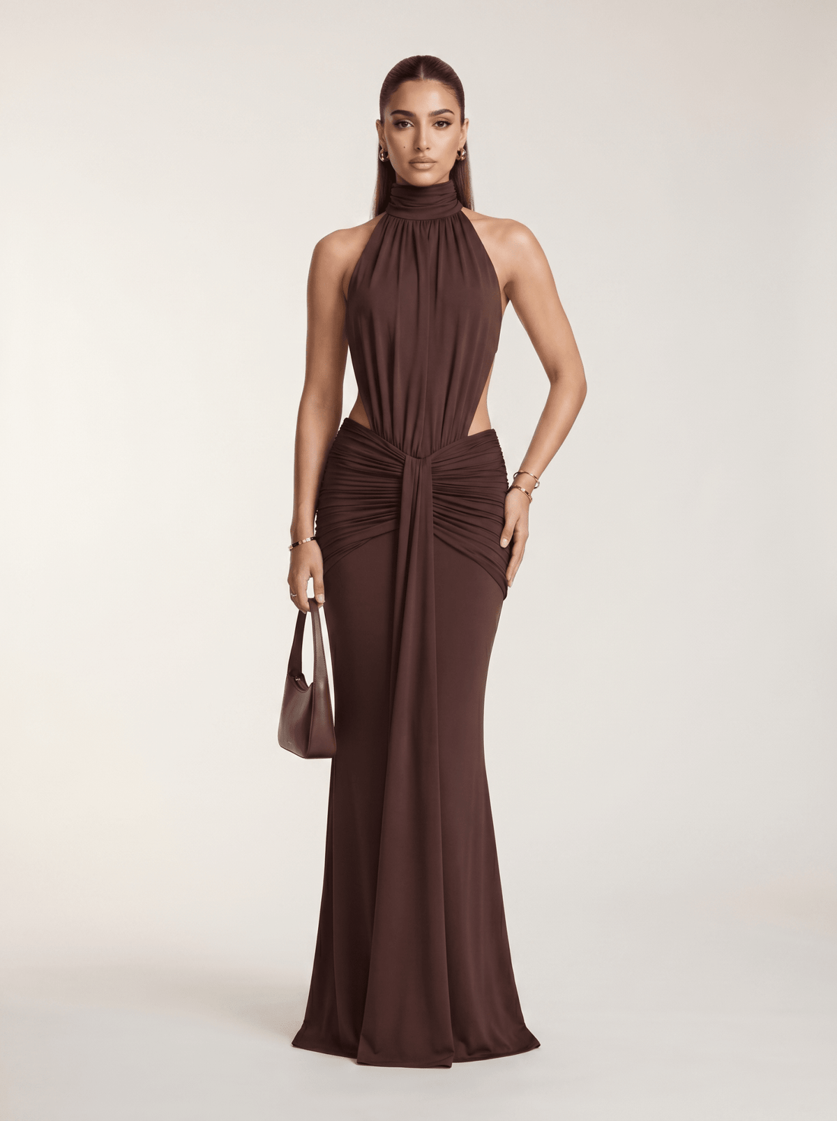Silvia Halter Cut-Out Maxi Dress