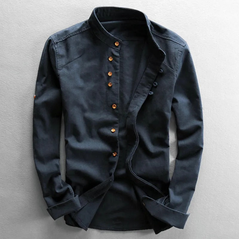 Ashton Stand-Collar Cotton Shirt