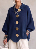 Isolde Metal-Button Collared Cardigan