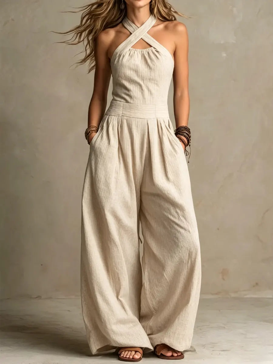 Jazmine Linen Crossover Jumpsuit