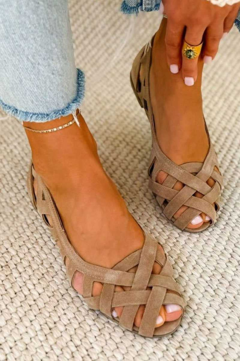 Ines Crossed-Strap Open-Toe Sandals