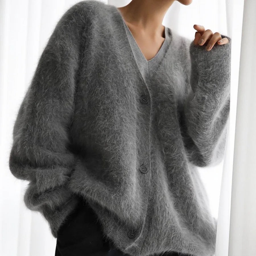 Amara V-Neck Angora Cardigan