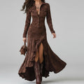 Amélie Ruffled Button-Front Maxi Dress