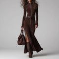 Sable Knit Zip Maxi Dress