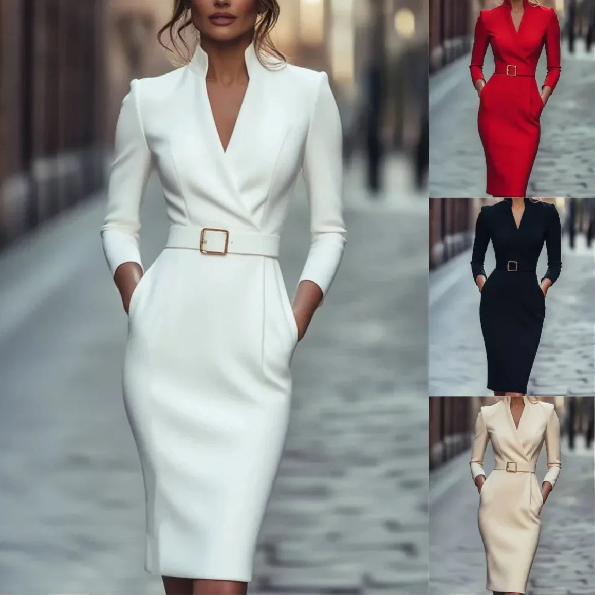 Elena Belted Jersey Midi Dress
