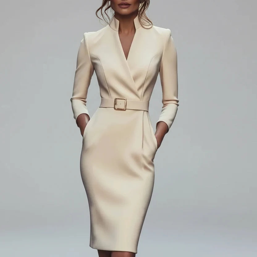 Elena Belted Jersey Midi Dress