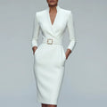 Elena Belted Jersey Midi Dress