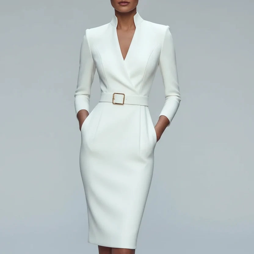 Elena Belted Jersey Midi Dress